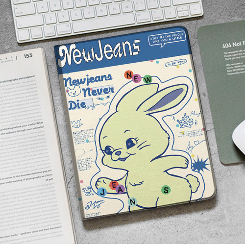 newjeans兔子周边Air6皮套ipad10.2适用air4/5第11代三折书本保护壳pro11笔槽mini6 7小米7 8华为Air12红米SE