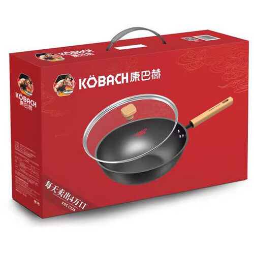 康巴赫家用炒锅无涂层深层氮化铁锅32cm炒菜锅KGS-C32A礼品批发