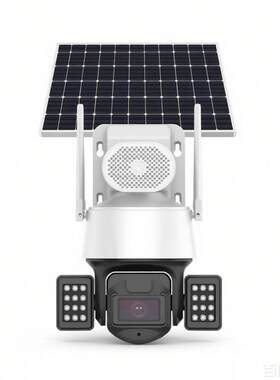 太阳能摄像头4G免流量夜视全彩无线智能双天线户外多角度旋转监控