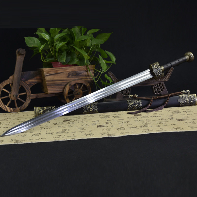 龙泉华影工艺品八面剑花纹钢一体宝剑影视刀具冷兵器未开刃