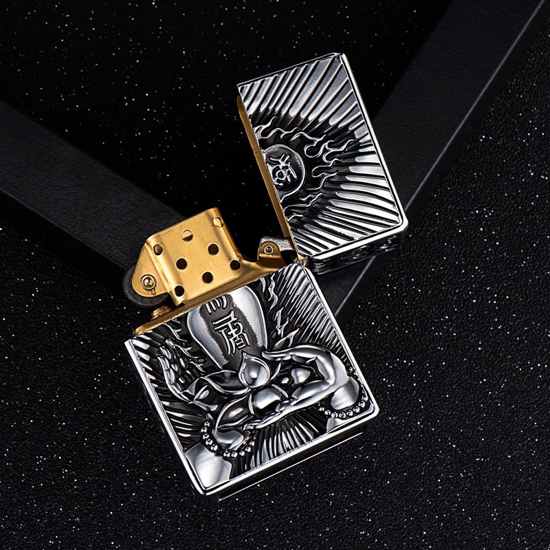 佐罗Z-KJ1002A信仰版佛塔浮雕盔甲煤油防风高端男士礼品火机批发