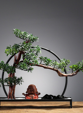 宇轩  禅意新中式沙盘摆件铁艺风化根雕家居装饰品办公室玄关