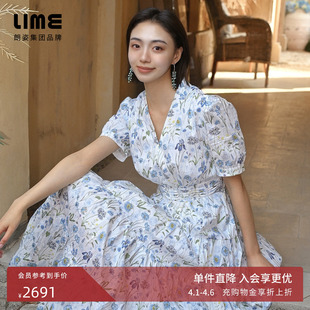 liberty棉印花V领收腰连衣裙优雅2026年夏季 新款 莱茵高端系列