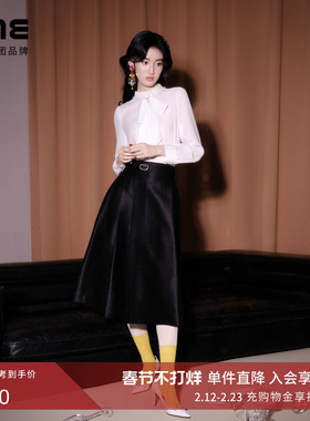 【小黑裙】朗姿/LIME莱茵优雅进口丝毛感面料高腰半裙26年春新款