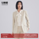 LIME莱茵年早春新款 浅米色西服翻领一粒扣简约通勤羊毛混纺西装