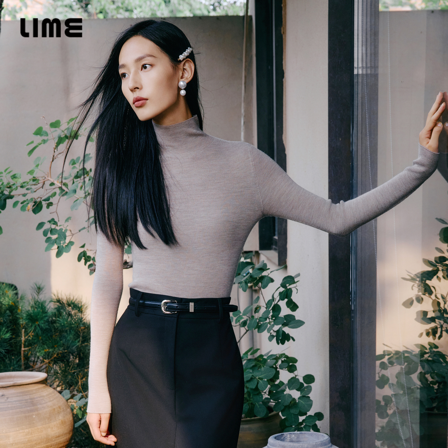 LIME莱茵半高领秋冬加厚Biella羊毛无缝全成型可机洗王者打底针织