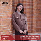朗姿 LIME莱茵羊毛短大衣外套小卷毛圈圈精致俏皮轻盈香风新款