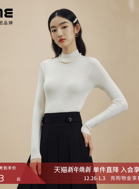 LIME莱茵商场同款biella120S羊毛多领型短款可机洗无缝薄针织打底