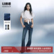 超模裤 朗姿 LIME莱茵高腰三排扣提臀微喇牛仔裤 棉质单 加绒裤