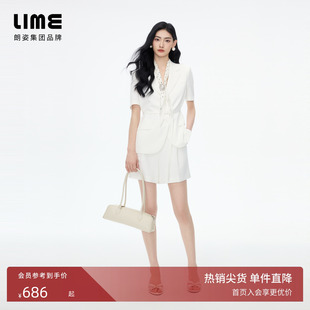 朗姿/LIME莱茵简约翻领收腰职场西装套装女上衣短裤2026秋新款