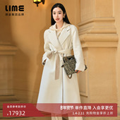 朗姿集团LIME莱茵翻领收腰羊绒双面呢长大衣秋冬长款 毛呢外套
