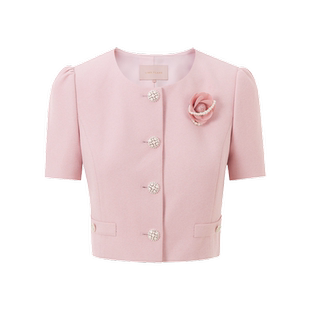 【克拉拉同款】LIME莱茵轻奢小香风粉色套装秋短外套半身裙