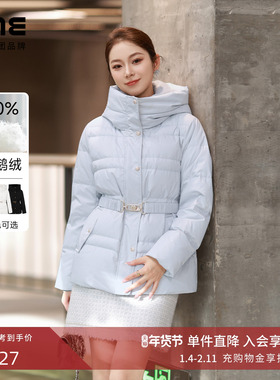 【商场同款】朗姿/LIME莱茵鹅绒中长款羽绒服收腰金扣腰带25新款