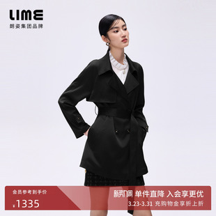 风衣小个子定制扣饰26年春新款 朗姿 LIME莱茵优雅翻领简约中长款