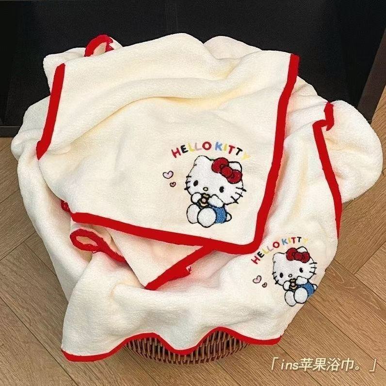 ins风KT猫浴巾毛巾套装女