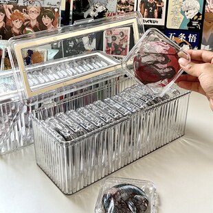 吧唧收纳盒密封亚克力透明带盖单个徽章动漫周边谷子桌面展示盒子