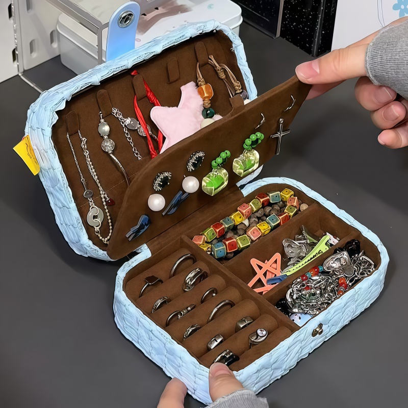 创意首饰盒耳钉耳环项链戒指收纳盒家用饰品盒便携式旅行首饰盒