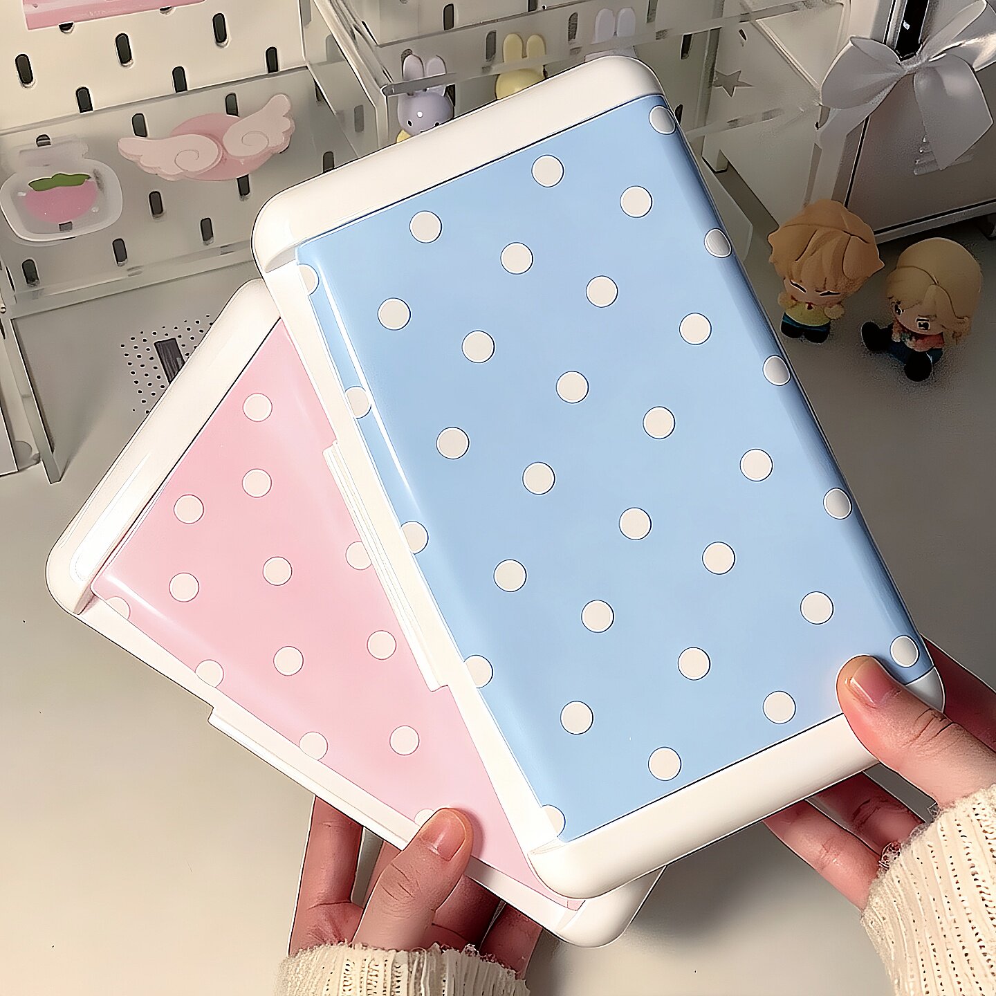 波点小奶砖!笔盒桌面收