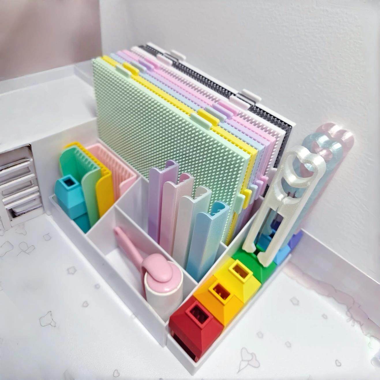 天选收纳盒拼豆工具收纳盒双层豆铲豆针豆笔多功能桌面整理置物架