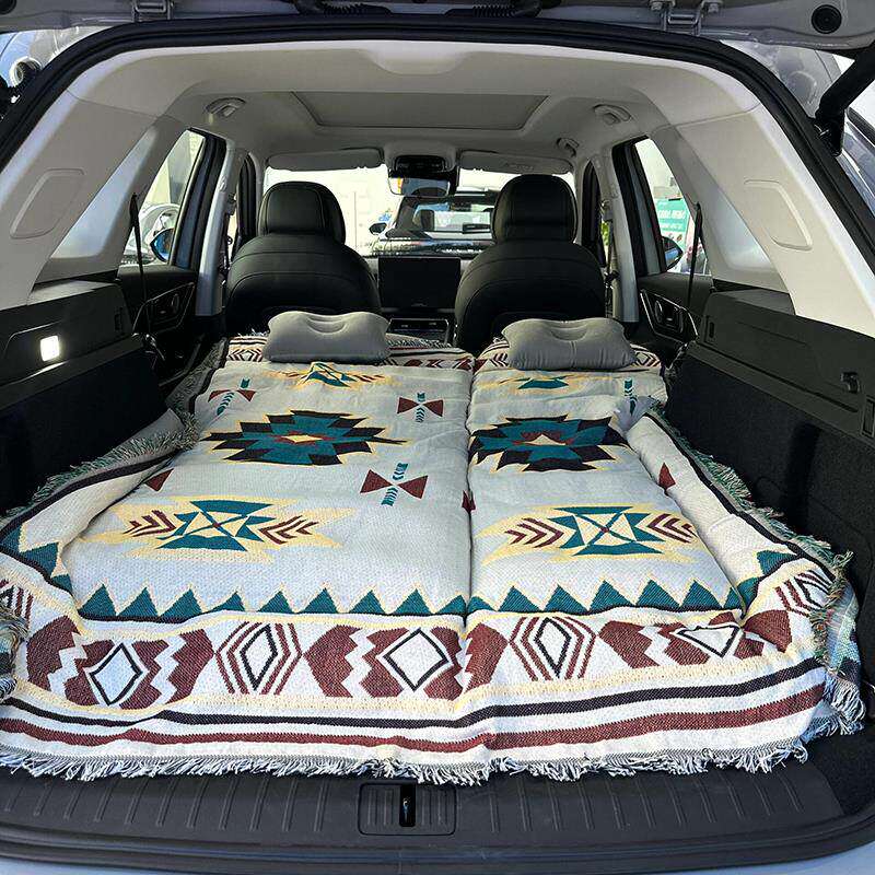 复古美式氛围感牀车装饰休闲盖毯户外露营汽车後备箱可携式车载毛