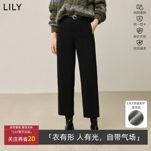 休闲裤 职业通勤加厚毛呢九分直筒裤 125409C5936 女装 LILY冬新款