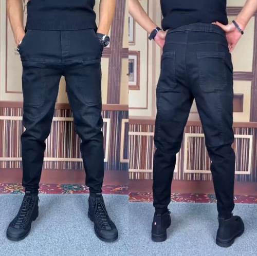 长裤秋冬季六兜牛仔裤