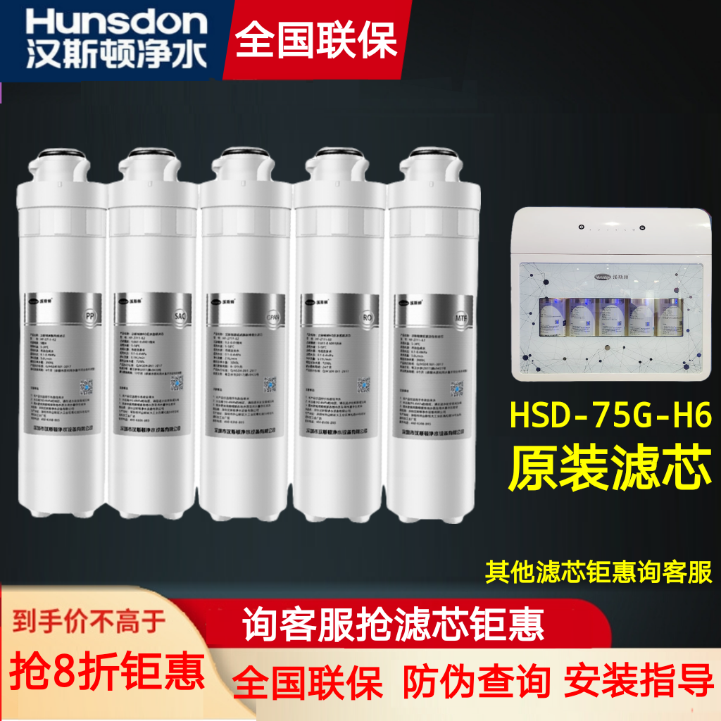 汉斯顿净水器H6家用直饮正品滤芯P60套装净水机配件D60原装滤芯