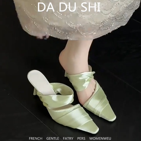 羊皮版~绿色名媛风包头凉