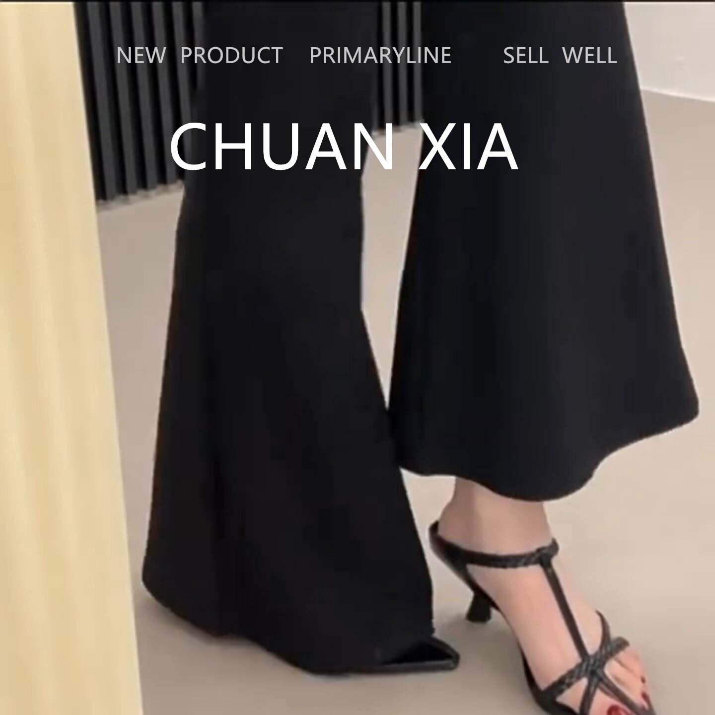 羊皮版！时尚编织真皮绑带凉拖鞋女一脚蹬露趾高跟鞋百搭细跟凉鞋
