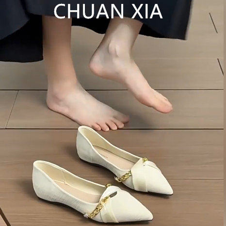 羊皮版~小香风链条尖头单