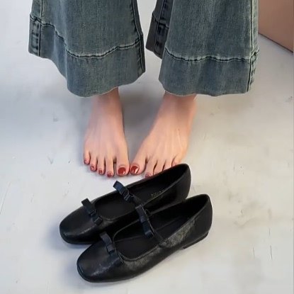 羊皮版~法式蝴蝶结方头鞋女通勤百搭平底瓢鞋小众复古玛丽珍鞋,女鞋,浅口单鞋,淘宝优惠券,粉丝福利购,淘宝优惠卷