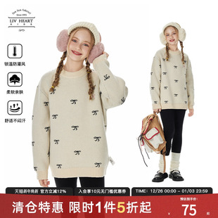 冬季 秋冬2025新款 毛线衣大童 女童毛衣儿童加厚针织衫 日本LIV童装