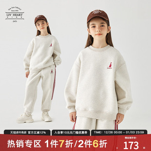 女秋冬加厚休闲运动两件套女童大童 套装 日本LIV 儿童加绒卫衣卫裤