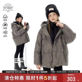 日本LIV童装 加厚儿童假两件面包服三防外套大童冬 女童羽绒服冬季