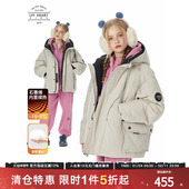 羽绒服女冬季 日本LIV童装 女童连帽工装 儿童加厚羽绒外套大童秋冬