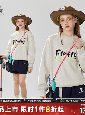 日本LIV童装 女童圆领套头卫衣春秋2025新款宽松长袖运动上衣大童