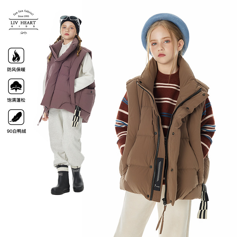 日本LIV童装 女童羽绒马甲女秋冬儿童加厚外穿保暖羽绒背心冬季,童装/婴儿装/亲子装,羽绒马甲,淘宝优惠券,粉丝福利购,淘宝优惠卷