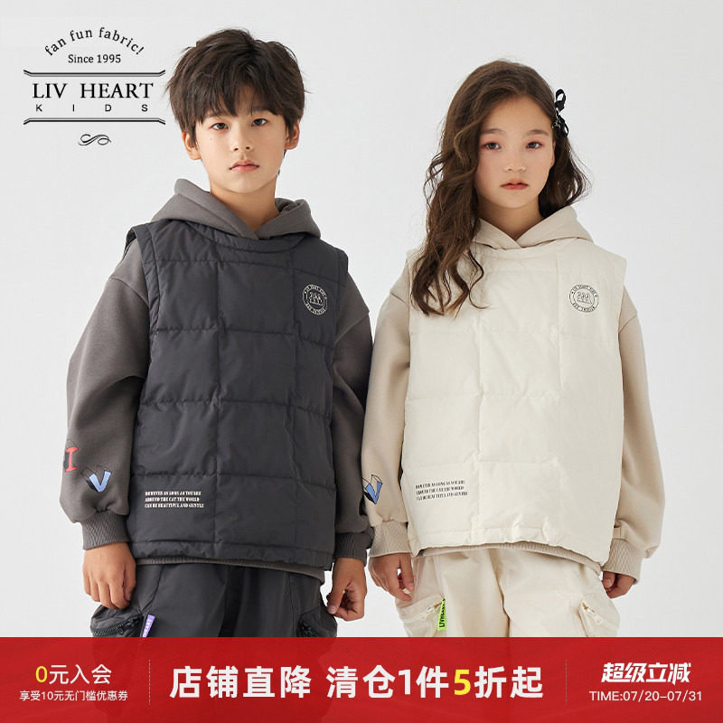 日本LIVHEART儿童羽绒背心冬季2026新款女童羽绒马甲内搭大童秋冬