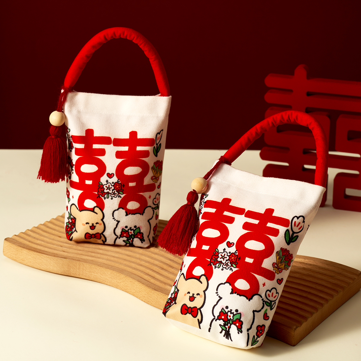 喜糖袋新款中式婚礼礼盒空盒伴手礼结婚糖盒订婚专用布袋子包装袋