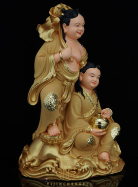 和合二圣神像合和二童树脂合二圣佛像夫妻和睦新婚礼品家用摆件