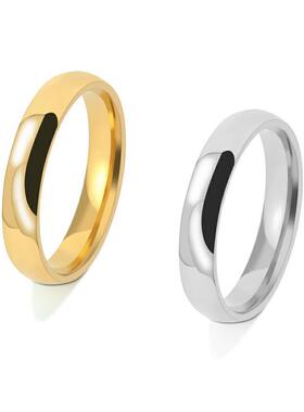 欧美时尚简约4mm钛钢光面戒指