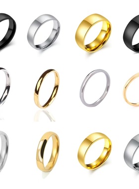 爆款配饰23468MM钛钢素圈光面