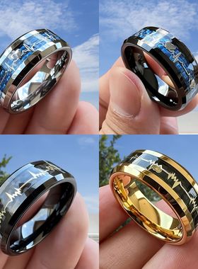 新款时尚8毫米不锈钢戒指，心跳