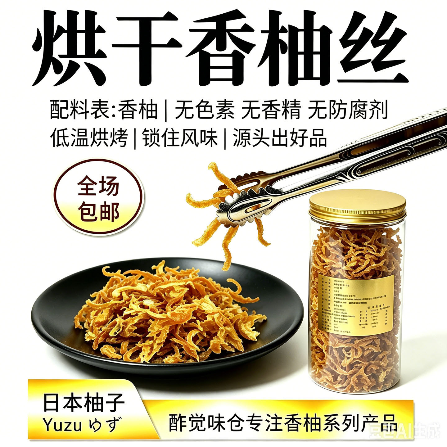 酢觉味仓烘干香柚丝500克陈皮茶柚子茶烘焙原料日式调味料咖喱粉