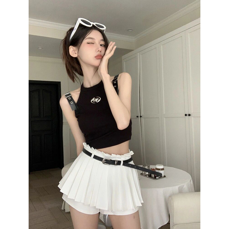 白色防走光JK百褶裙裤女