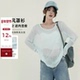 吴童童微透镂空长袖 上衣 韩系宽松防晒圆领罩衫 针织T恤女秋季 新款