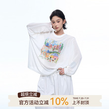 吴童童涂鸦印花薄款长袖防晒T恤女夏季新款韩系宽松显瘦罩衫上衣