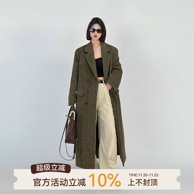 冬季加厚呢子大衣长款风衣外套