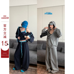 吴童童连帽套头长袖卫衣外套女秋季韩系休闲宽松显瘦上衣长裤套装