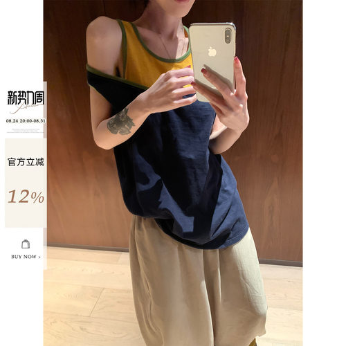 设计感假两件吊带背心女夏季